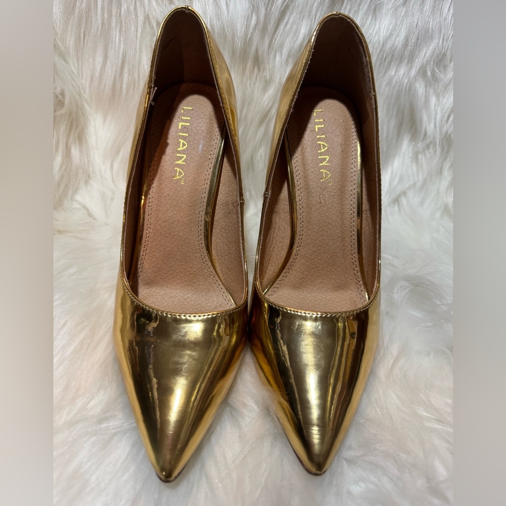 Liliana Gold Pointed Toe Heels